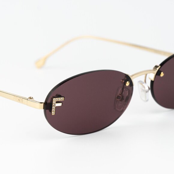 Fendi FIRST CRYSTAL Men Sunglasses Gold Violet Oval FE4075US 30Y AUTHENTIC - Picture 6 of 12